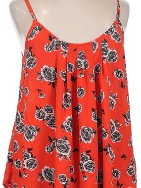 Torrid Orange Black Floral Spaghetti Strap Cami